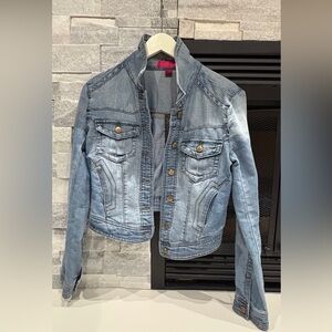 Tinseltown Light Blue Jean Jacket with Gold Buttons